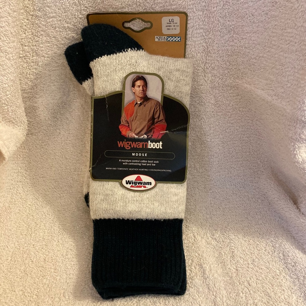 NWT Wigwam "Moose" Boot Sock, Men's sock size Large,